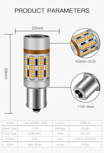 Foco Bulbo Led Bau15s 1156 Para Bmw Serie 3 E36 / 2 Piezas Foto 7