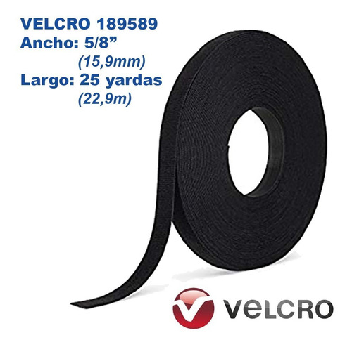 Velcro 189589 - rollo De 15,9 Mm Ancho X 22,9 M Largo. Negro