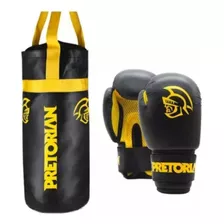 Kit Luva Saco Pancada Amarelo Boxe Thai Infantil - Pretorian