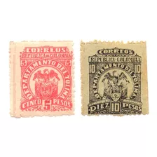 Departamento Del Tolima Estampillas 5 Y 10 Pesos 1903 Nuevas