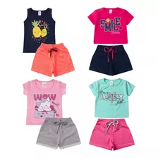 Conjunto Infantil Menina Verão Kit Com 8 Peças Promoção