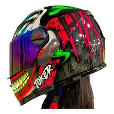 Capacete Brilhante Moto Fw3 Gtn Joker + Viseira Camaleão