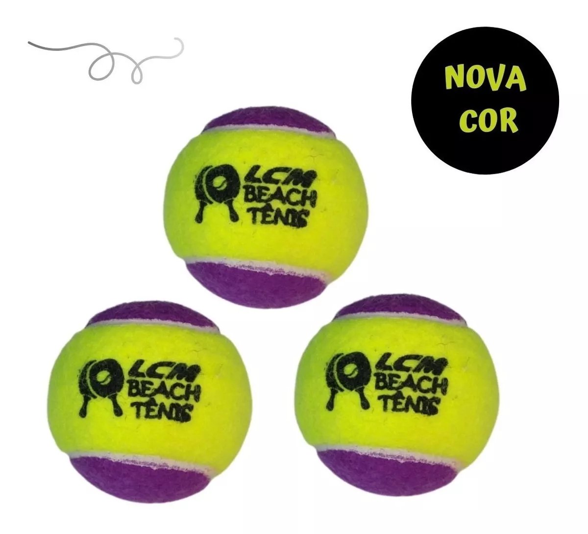 Bola Beach Tennis Roxa/amarela Bolinha Tênis Lcm 03 Unidades