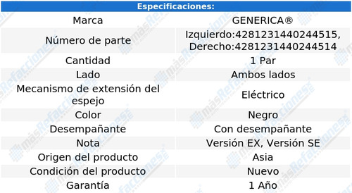 2 Espejos Elect C/desemp Generica Optima Del 2001 Al 2006 Foto 2