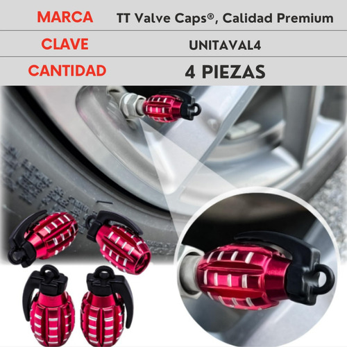 Tapones Vlvula Llanta Granada Roja 4 Pzs Para Chrysler 300 Foto 5