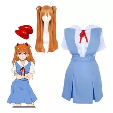 Cosplay Asuka Langley 5 Peças Com Peruca - Anime Evangelion