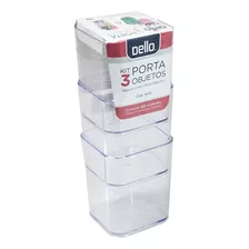 Kit Porta Objetos Dello Cristal Com 3 Unidades