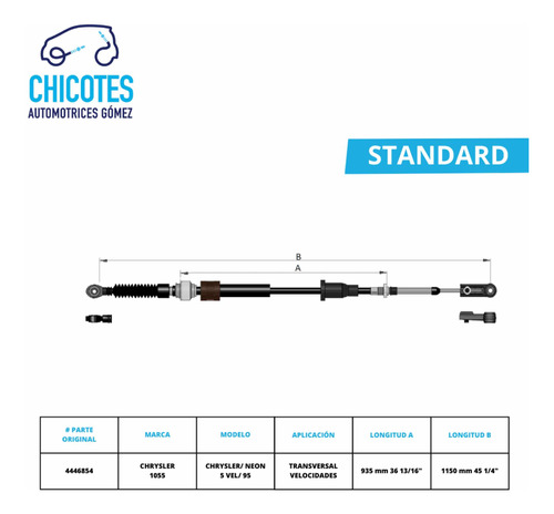 Chicote Transversal De Velocidades Chrysler Nen 5 Vel/ 95 Foto 2