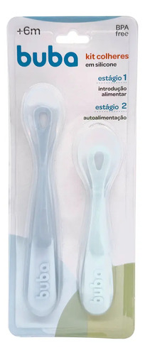 Kit 2 Colheres Em Silicone Fases 1 E 2 Azul Buba Introdução