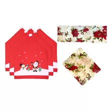 Set Fundas Sillas Navidad + Mantel - Decoración Navideña