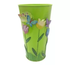 Vaso Metal Enfeite Jardim Quintal Varanda Borboleta Flor