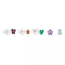 Pack De Aros Sueltos De Plata Y Gemas Bold Motif Color Plateado