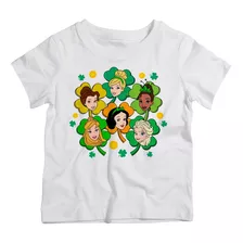 Camiseta Infantil Princesas Disney Trevo St Patricks Day