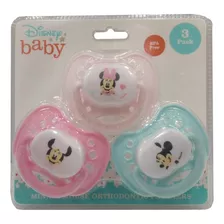 Chupón Ortodóntico Disney Baby Minnie 3pz Rosa Verde Período De Edad 0 + Meses