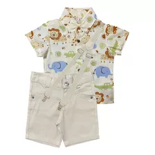 Roupa Social Menino Safari Marrom Arca De Noé Rei Leão