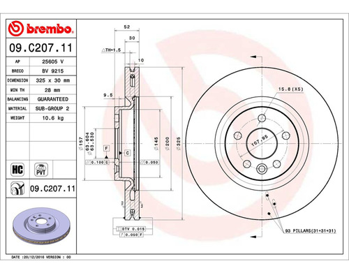 Rotor De Freno Izq/der Del Land Rover Discovery Sport 15-17 Foto 2