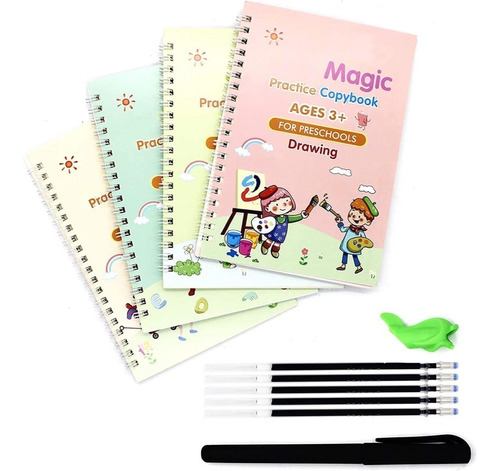 Set Cuadernos Reutilizables Caligrafia Letras Números Niños