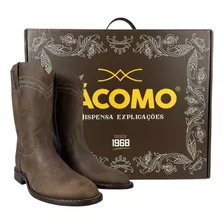 Bota Jácomo Texana Marrom 100% Couro Para Homem Country 