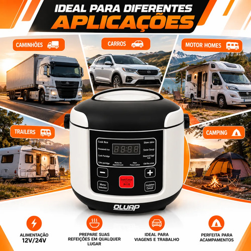 Panela De Arroz Portatil Elétrica Para Caminhão Motor Home Acampamento 2 Litros Portatil 12 Gold 24v 60 Hz — foto 6