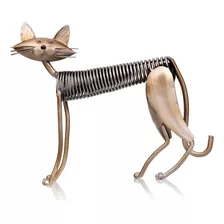 Tooarts Metal Escultura Ferro Arte Gato Spring Station Cat