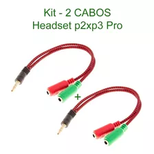 Cabo P2 X P3 Fone Microfone Áudio Headset Pc Xbox Etc