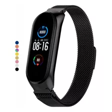 Pulseira Milanese Para Mi Band 5 Magnética Aço Inox Metal Cor 1 - Preto