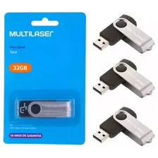 Kit 3 Pendrive Multilaser Twist 32gb 2.0 Preto Pd589 Atacado