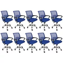 Kit 10 Cadeiras Para Escritório Diretor Tela Mesh Tok 3310