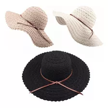 Sombrero De Paja De Sol Plegable De Ala Ancha Para Mujer, Pl