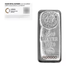 Barra De Plata Refinería Nadir De 10 Oz, Fina .9999 