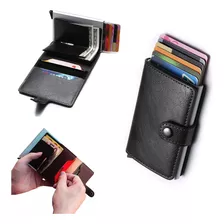 Mini Carteira Automática Porta Cartão De Crédito E Dinheiro Cor Preto