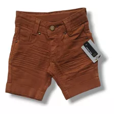 Bermuda Short Jeans Colorido Marrom Caramelo Bebê Menino 