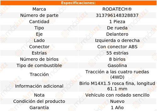 (1) Maza De Rueda Del F-350 Sd V8 5.4l 03/04 Rodatech Foto 5