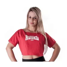 Camiseta Cropped Rudel Academia Crossfit Preto E Vermelho