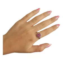 Anillo Flor Circulo Piedras Raiz Y Mircropave. Plata 925