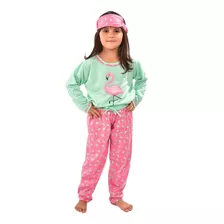 Pijama Infantil Menina Longo Manga Comprida Calça Tapa Olho