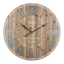 Reloj De Pared Mdf D68x4.5cm Plata Rustico