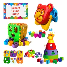 Kit 3 Brinquedo Educativo Encaixe Bebe Pedagogico Infantil