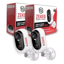 Pack X2 Cámara De Seguridad Wifi Inalámbrica Ext Zeker 3mp Color Blanco