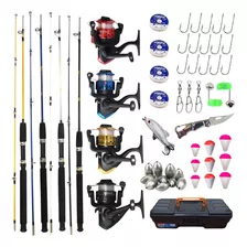 Kit Pesca Completo 4 Varas E Molinetes + Maleta Itens Barato