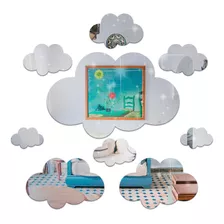 Kit 9 Espelho Decorativo Nuvens Para Quarto De Bebê Seguro