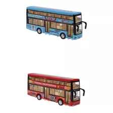 2 Piezas 1:50 Diecast Car Toys Pull Back Autobús De Dos Piso