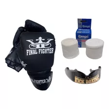 Combo Kit Guantes Vendas Protector Bucal Boxeo Kick Boxing