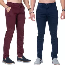 Kit C/2 Calça Sarja Masculina Alfaiataria Skynni Colorida