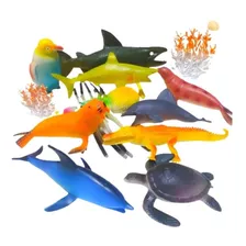 Kit Animais Brinquedo 10 Un Peixe Tubarão Tartaruga Envi Ime