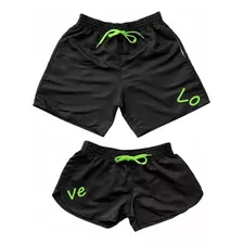 Kit Casal Namorados Florido Shorts Iguais Verao Academia