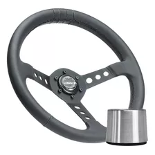 Volante Esportivo Lowv Colt Tarja Preta Couro Haste Preto 