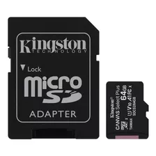 Cartão De Memória Microsd 64gb + Adaptador Canvas Kingston