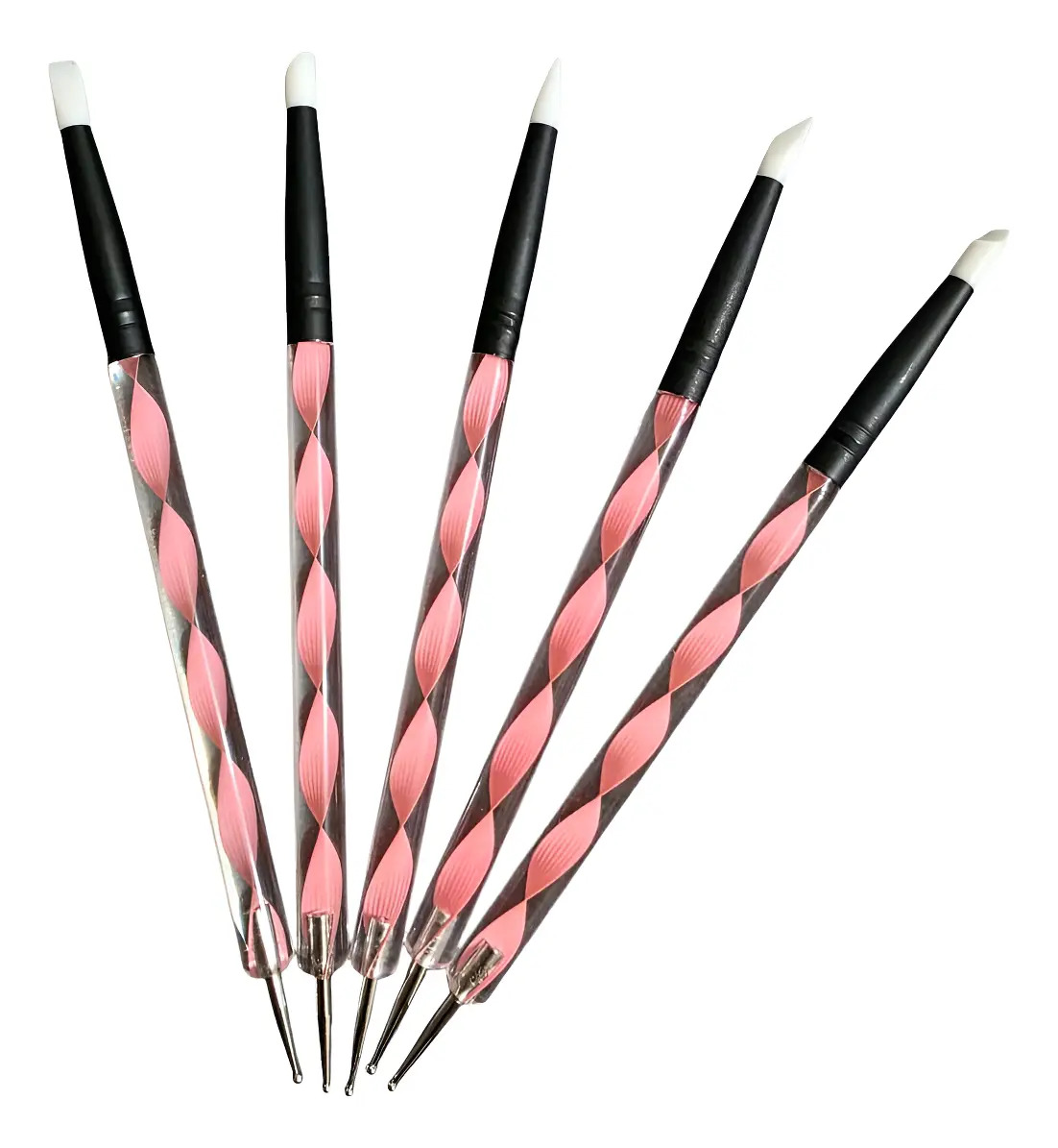 Set X 5 Bolillos Doble Punta Puntillismo + Pincel Goma