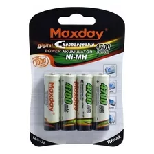 Pilha Maxday Aa Recargable Cilíndrica - Kit De 4 Unidades